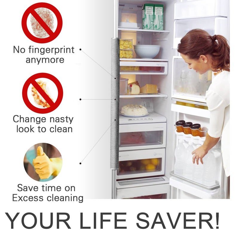 OUGAR8 Refrigerator Door Handle Cover Set of 3,Kitchen Appliances Gloves Fridge Microwave Dishwasher Door Cloth Protector-Catches Drip,Fingerprint Dust Cover (3pcs, Gray Plush) - Image 3